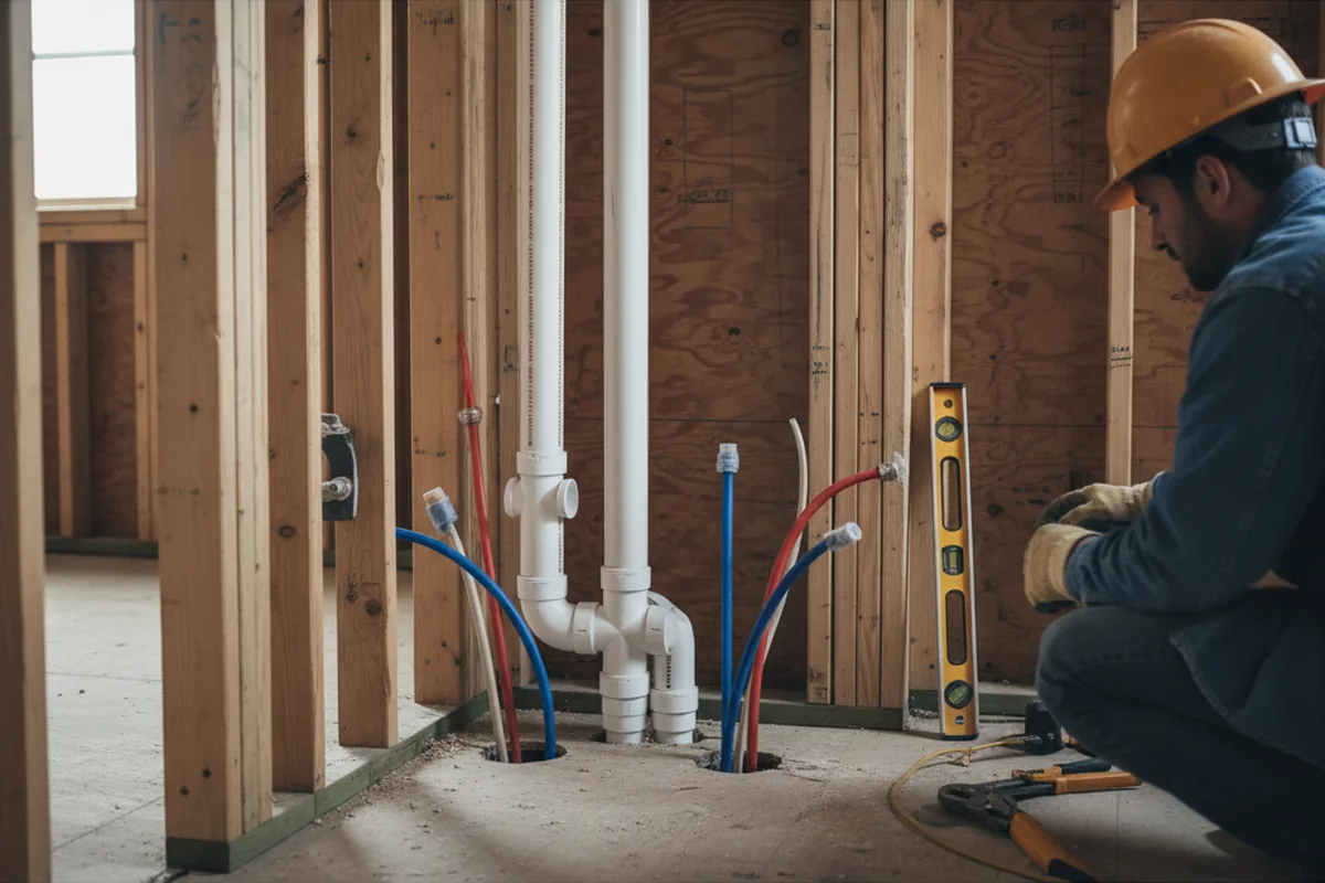 Drain and supply rough-in during Toilet Repair and Installation in Milford